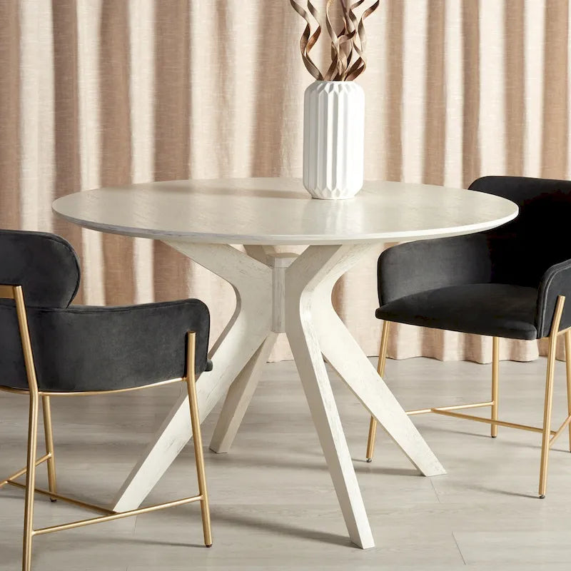 Tavolo da pranzo rotondo SAFAVIEH Couture Meiko da 46 pollici - 46 pollici di larghezza x 46 pollici di profondità x 30 pollici di altezza - 46 pollici di larghezza x 46 pollici di profondità x 30 pollici di altezza