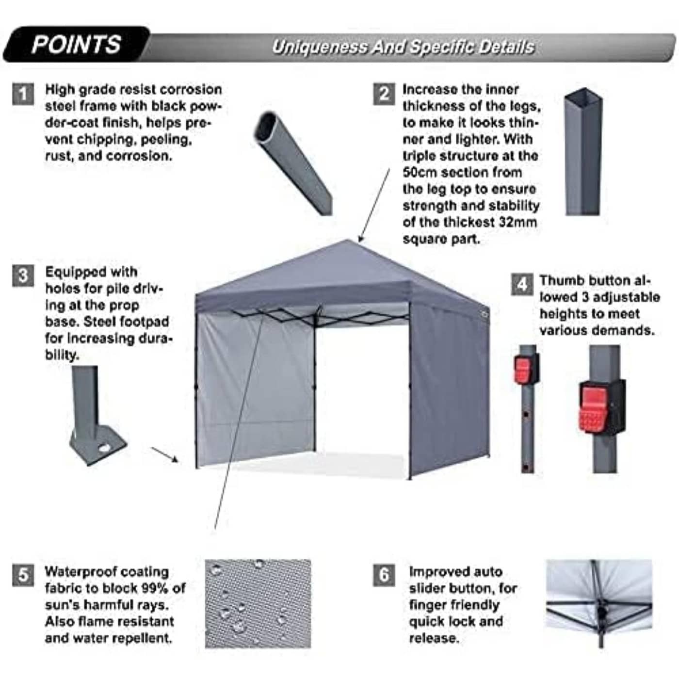 ABCCANOPY Tenda a baldacchino pieghevole facile e resistente Tenda a baldacchino per esterni