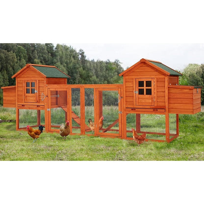 AECOJOY 144'' Grande pollaio con recinto in legno Gabbia per pollame