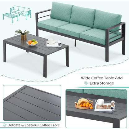 AECOJOY Set di mobili da giardino in alluminio da 7 pezzi, set da conversazione all'aperto