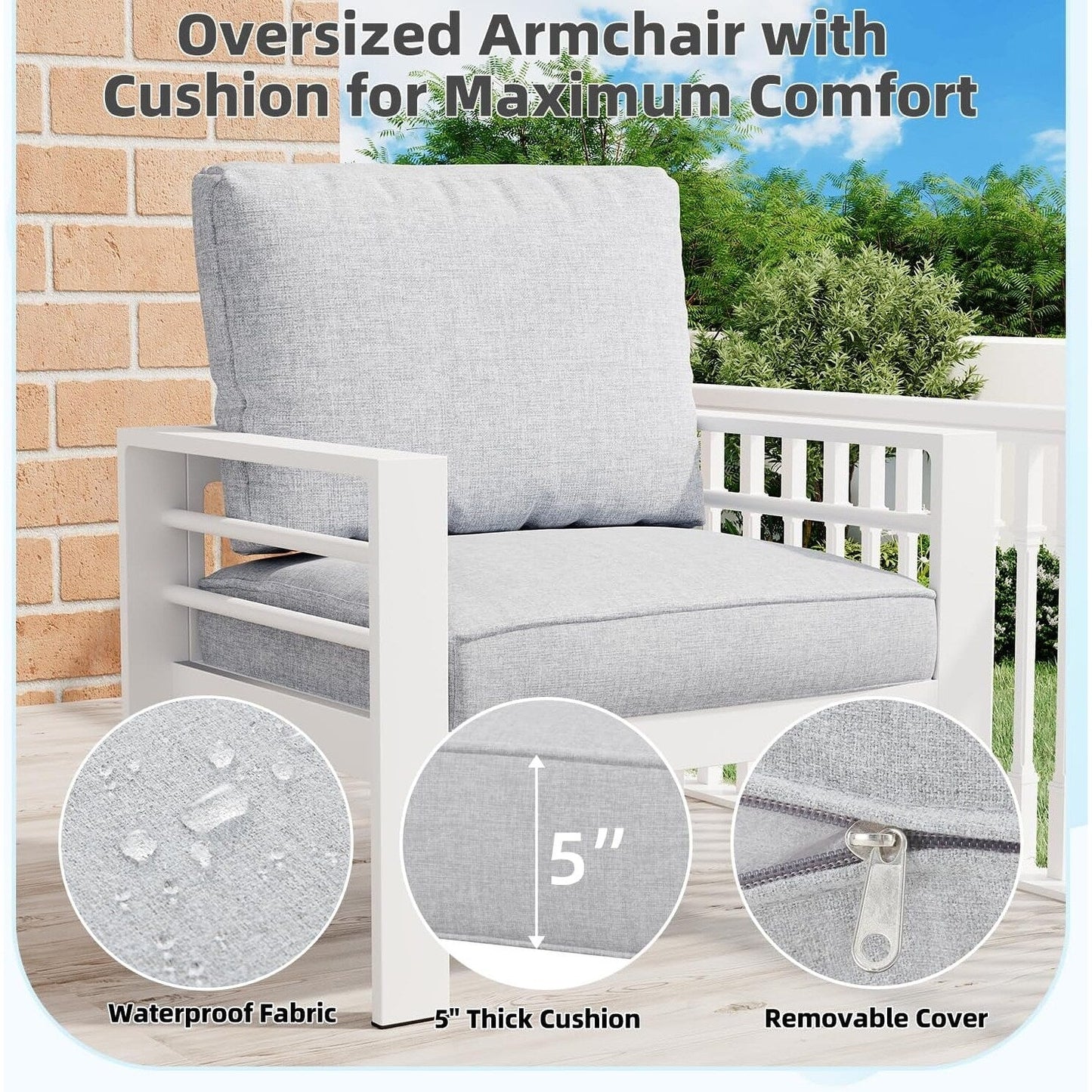 AECOJOY Set di mobili da giardino in alluminio da 7 pezzi, set da conversazione all'aperto