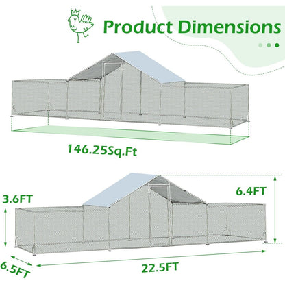 AECOJOY Grande pollaio in metallo con gabbia per polli in metallo