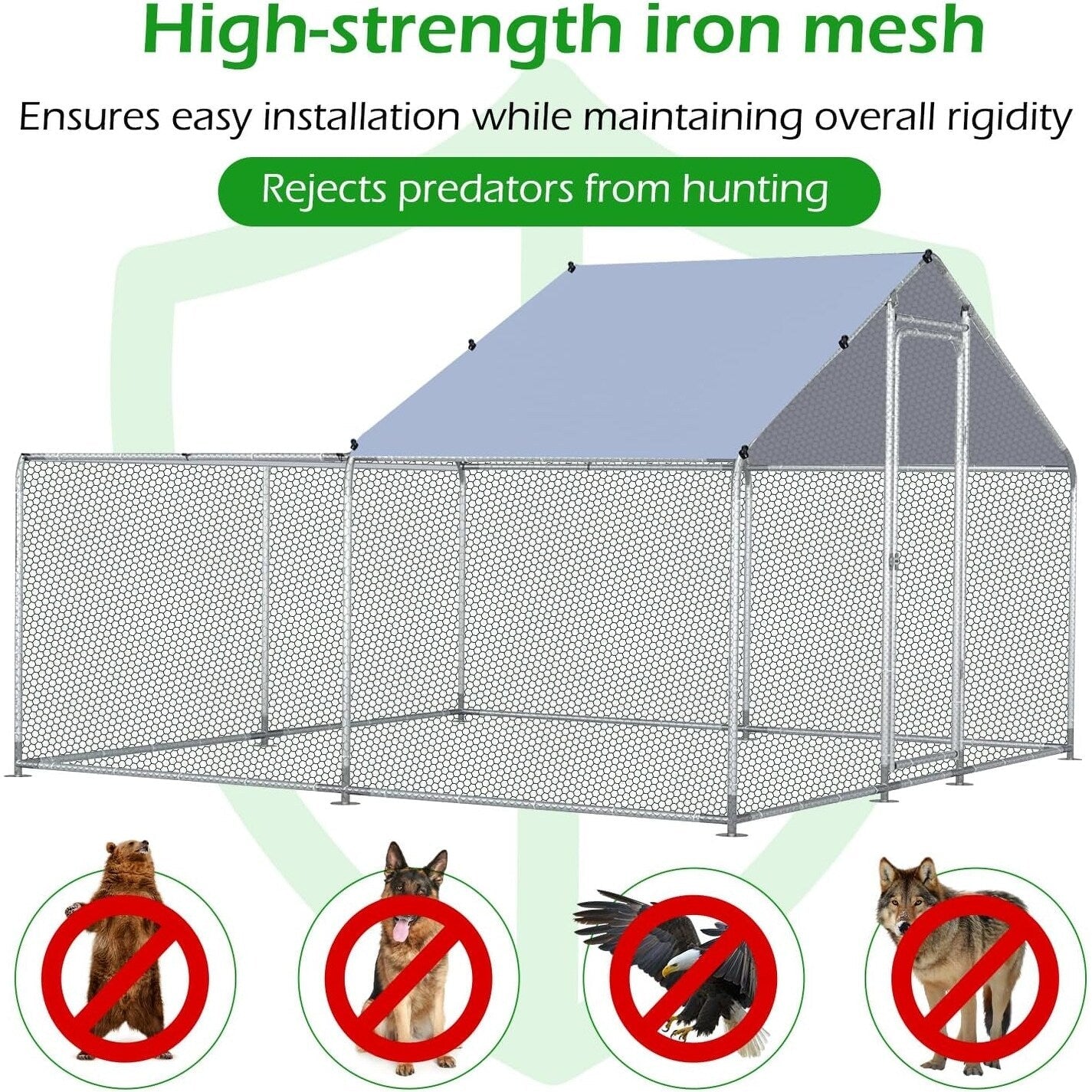 AECOJOY Grande pollaio in metallo con gabbia per polli in metallo