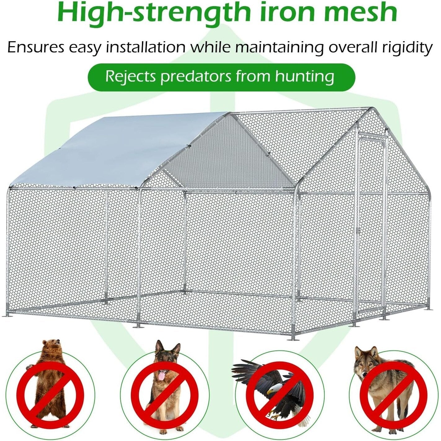 AECOJOY Grande pollaio in metallo con gabbia per polli in metallo