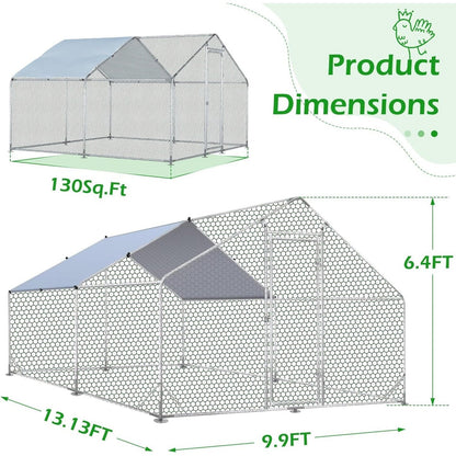 AECOJOY Grande pollaio in metallo con gabbia per polli in metallo