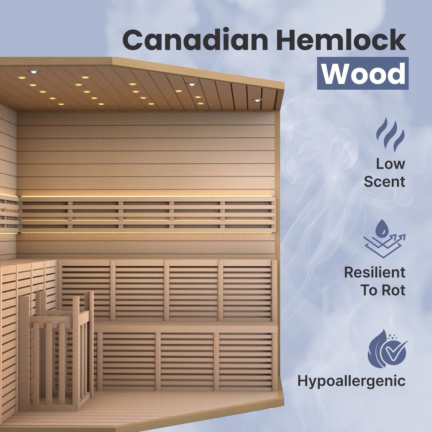 Sauna interna umida e asciutta in legno ALEKO per 5-6 persone con riscaldatore elettrico - 75 x 75 x 83 pollici