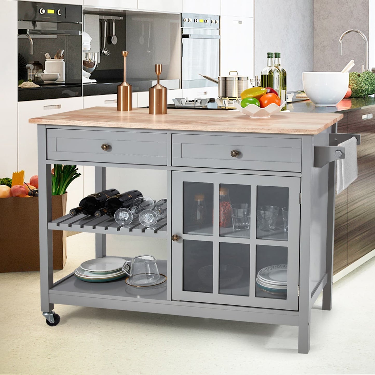 Carrello per microonde con isola da cucina mobile AVAWING 42