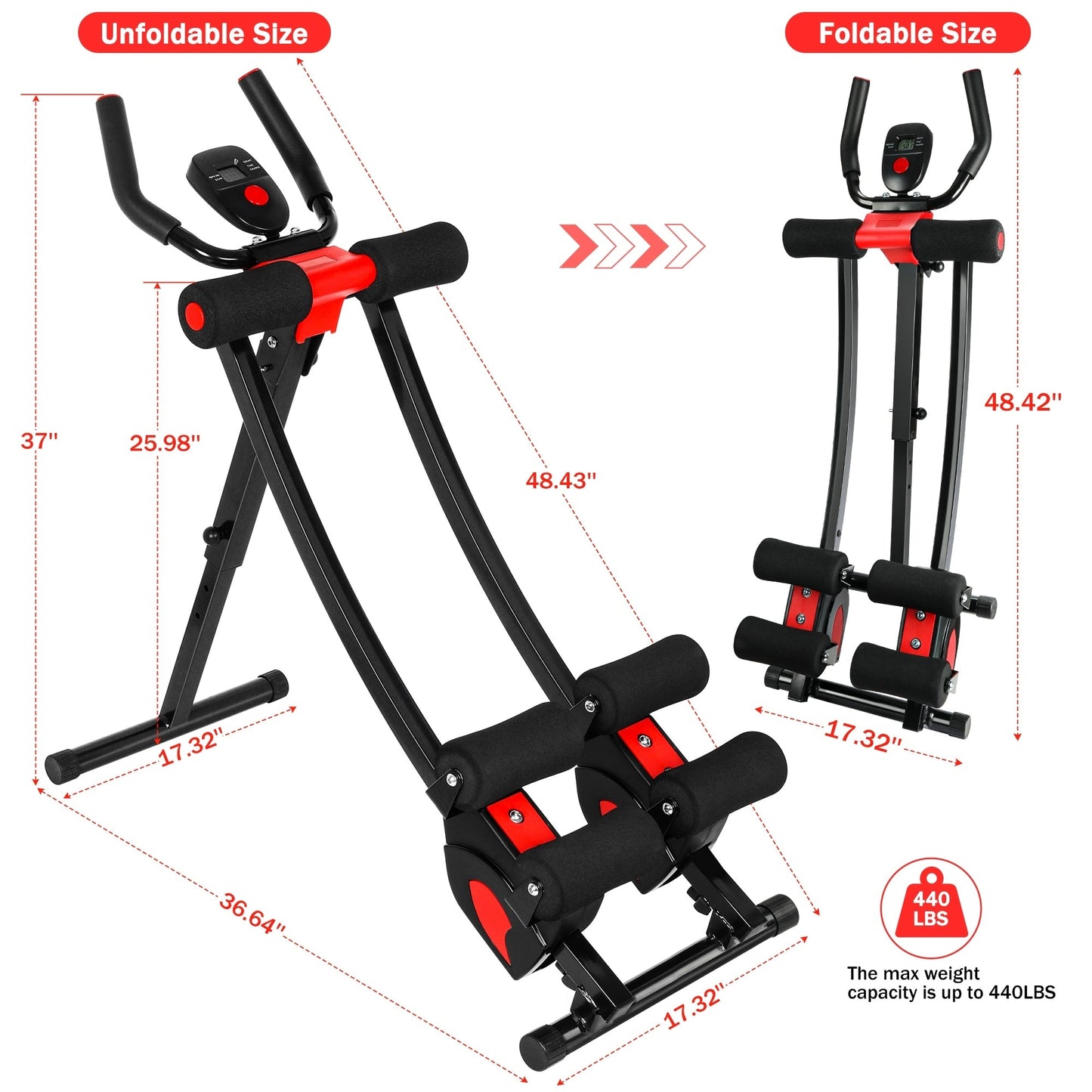 Ab Machine Pieghevole Core Addominali Esercizio Trainer Home Gym Fitness