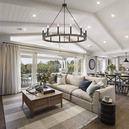 Lampadario a ruota di carro Acroma Farmhouse da 12 luci, 40 pollici, con UL - 40'' P x 138'' H