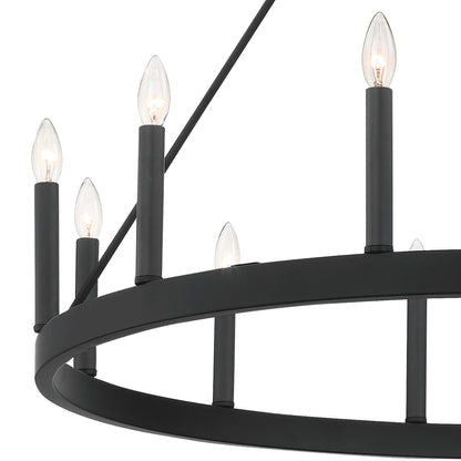 Lampadario a ruota di carro Acroma Farmhouse da 12 luci, 40 pollici, con UL - 40'' P x 138'' H