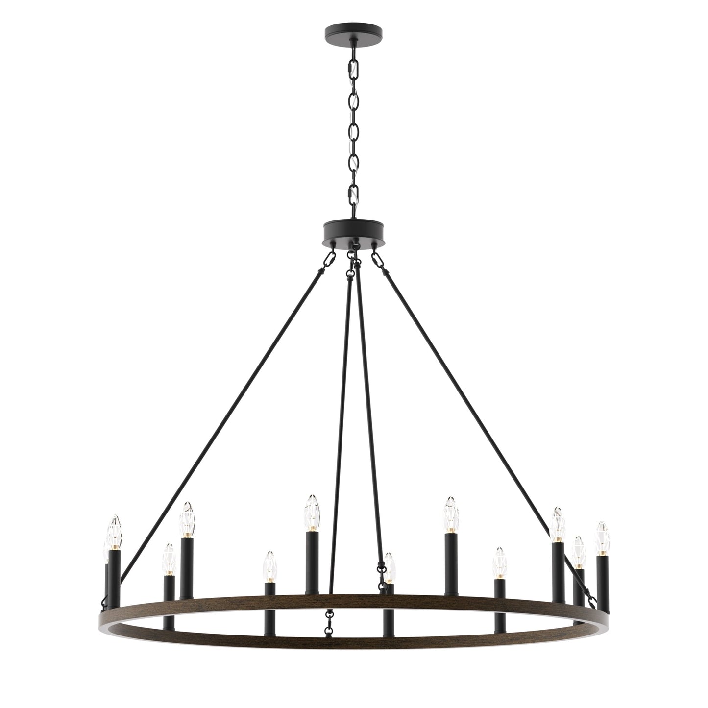 Lampadario a ruota di carro Acroma Farmhouse da 12 luci, 40 pollici, con UL - 40'' P x 138'' H