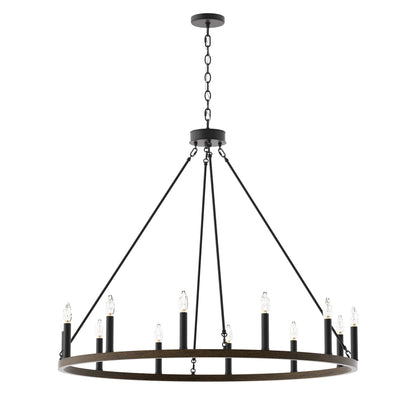 Lampadario a ruota di carro Acroma Farmhouse da 12 luci, 40 pollici, con UL - 40'' P x 138'' H