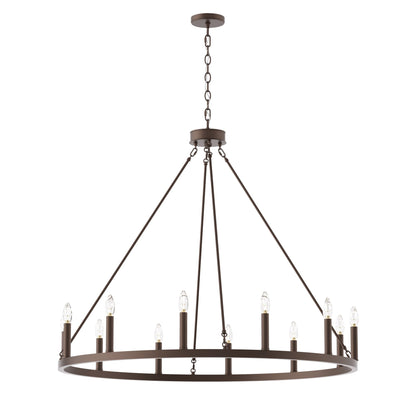 Lampadario a ruota di carro Acroma Farmhouse da 12 luci, 40 pollici, con UL - 40'' P x 138'' H