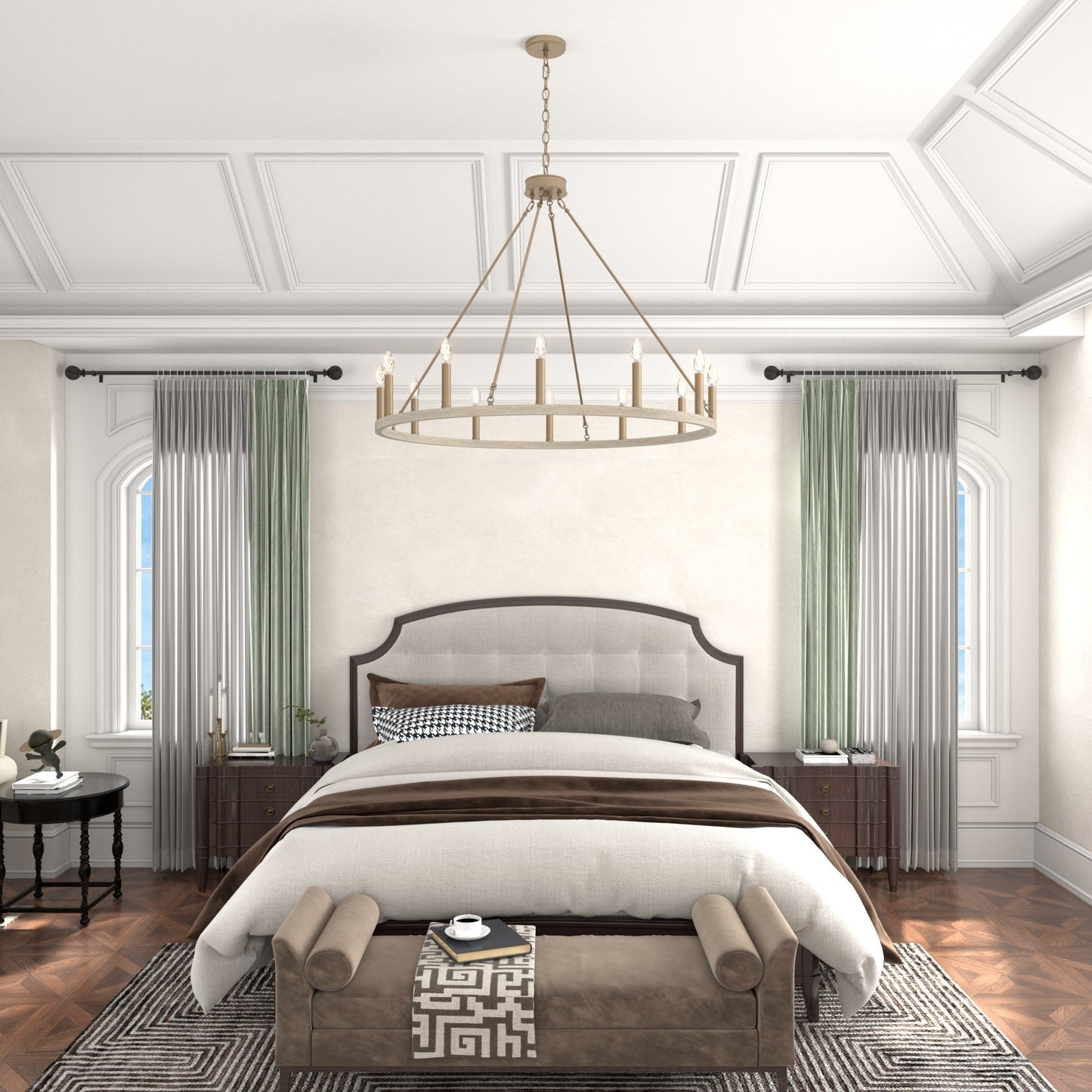 Lampadario a ruota di carro Acroma Farmhouse da 12 luci, 40 pollici, con UL - 40'' P x 138'' H