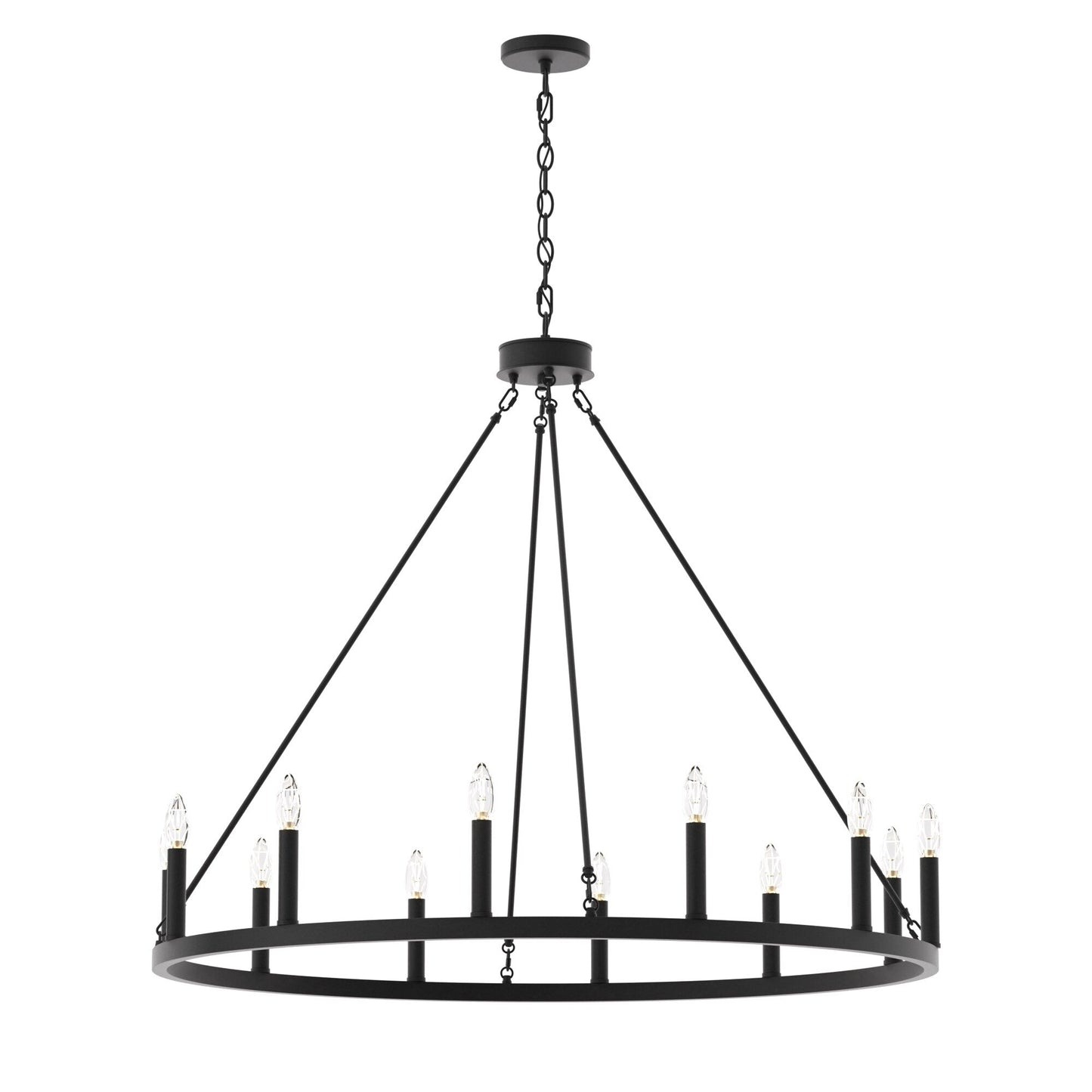 Lampadario a ruota di carro Acroma Farmhouse da 12 luci, 40 pollici, con UL - 40'' P x 138'' H