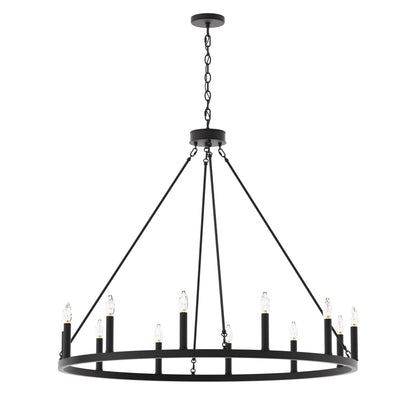 Lampadario a ruota di carro Acroma Farmhouse da 12 luci, 40 pollici, con UL - 40'' P x 138'' H