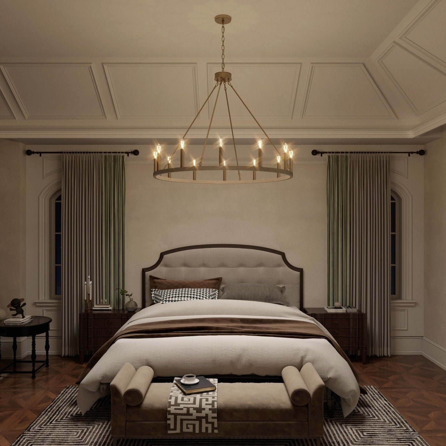 Lampadario a ruota di carro Acroma Farmhouse da 12 luci, 40 pollici, con UL - 40'' P x 138'' H