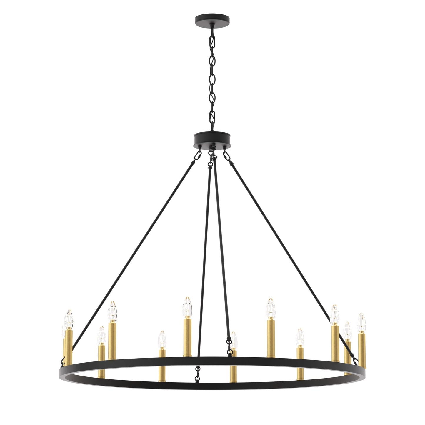 Lampadario a ruota di carro Acroma Farmhouse da 12 luci, 40 pollici, con UL - 40'' P x 138'' H