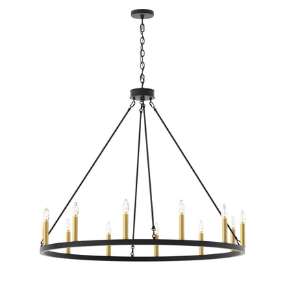 Lampadario a ruota di carro Acroma Farmhouse da 12 luci, 40 pollici, con UL - 40'' P x 138'' H