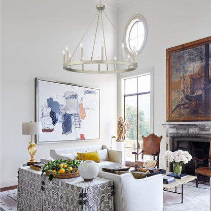 Lampadario a ruota di carro Acroma Farmhouse da 12 luci, 40 pollici, con UL - 40'' P x 138'' H