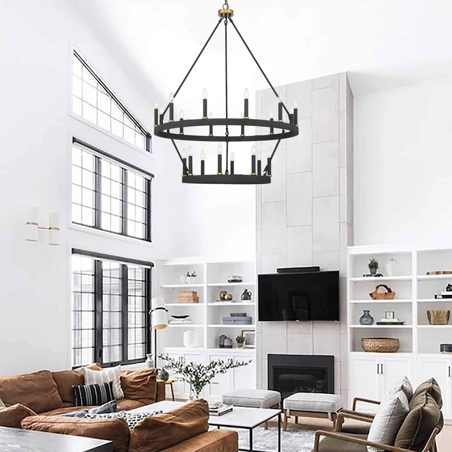 Lampadario Acroma da 20 luci moderno stile fattoria da 40 pollici a forma di ruota di carro con UL