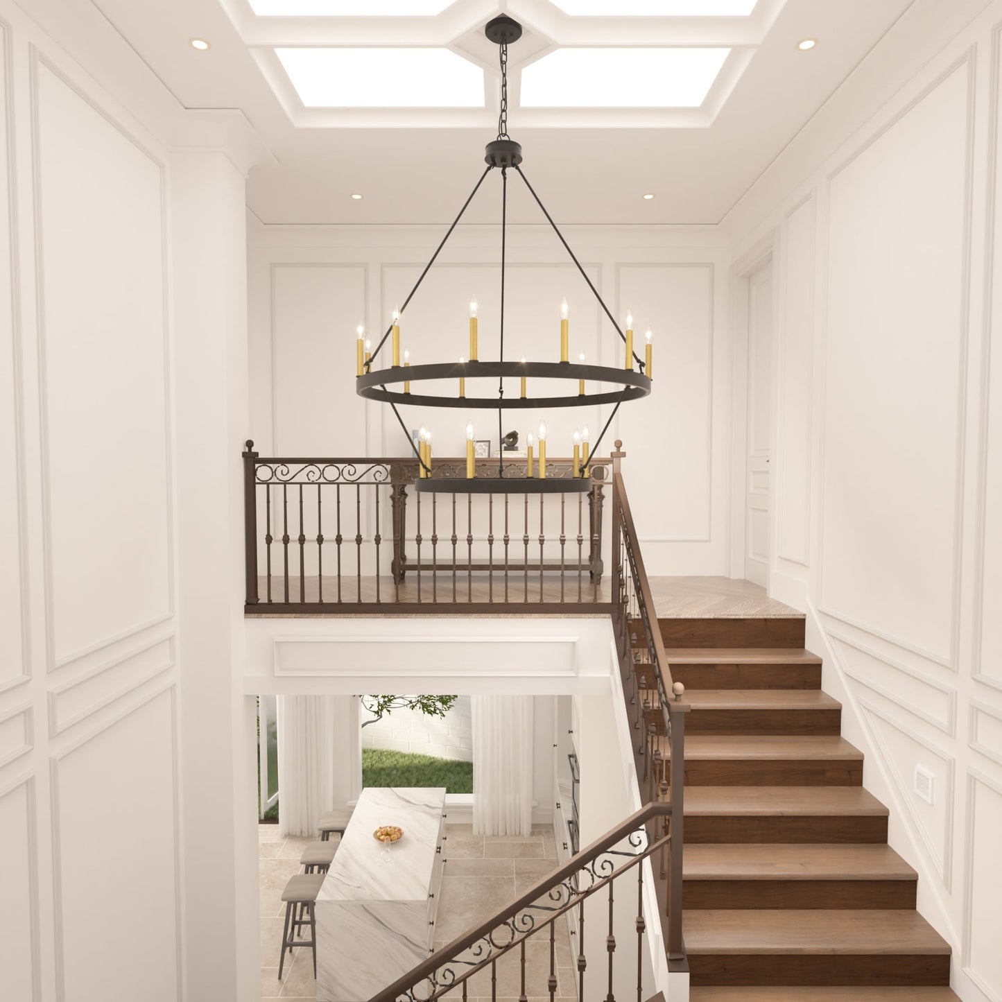 Lampadario Acroma da 20 luci moderno stile fattoria da 40 pollici a forma di ruota di carro con UL