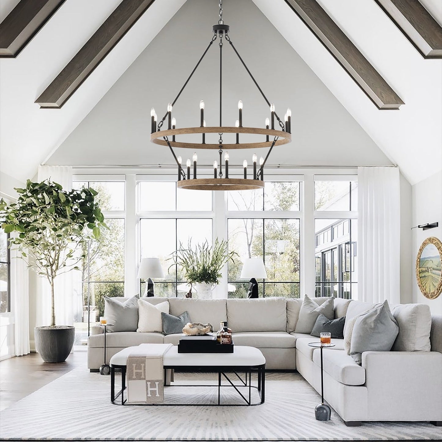 Lampadario Acroma da 20 luci moderno stile fattoria da 40 pollici a forma di ruota di carro con UL