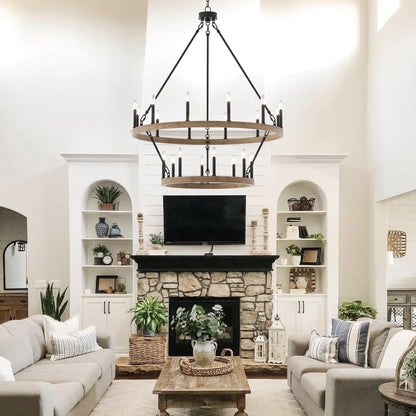 Lampadario Acroma da 20 luci moderno stile fattoria da 40 pollici a forma di ruota di carro con UL