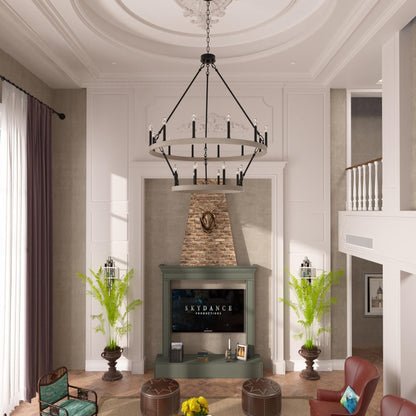 Lampadario Acroma da 20 luci moderno stile fattoria da 40 pollici a forma di ruota di carro con UL