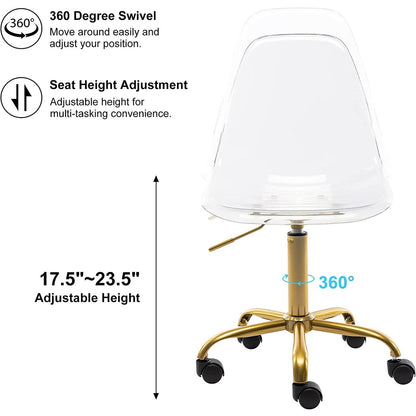 Sedia girevole in acrilico con altezza regolabile senza braccioli per ufficio domestico