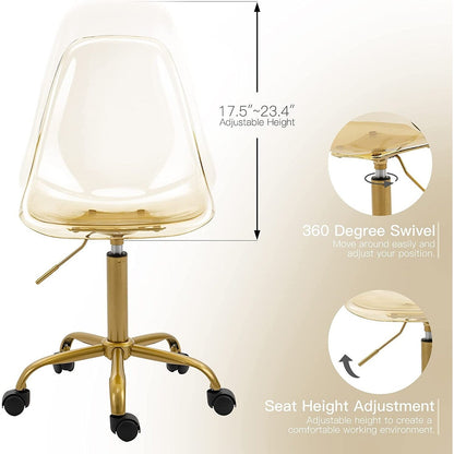 Sedia girevole in acrilico con altezza regolabile senza braccioli per ufficio domestico