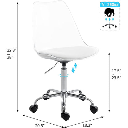 Sedia girevole in acrilico con altezza regolabile senza braccioli per ufficio domestico