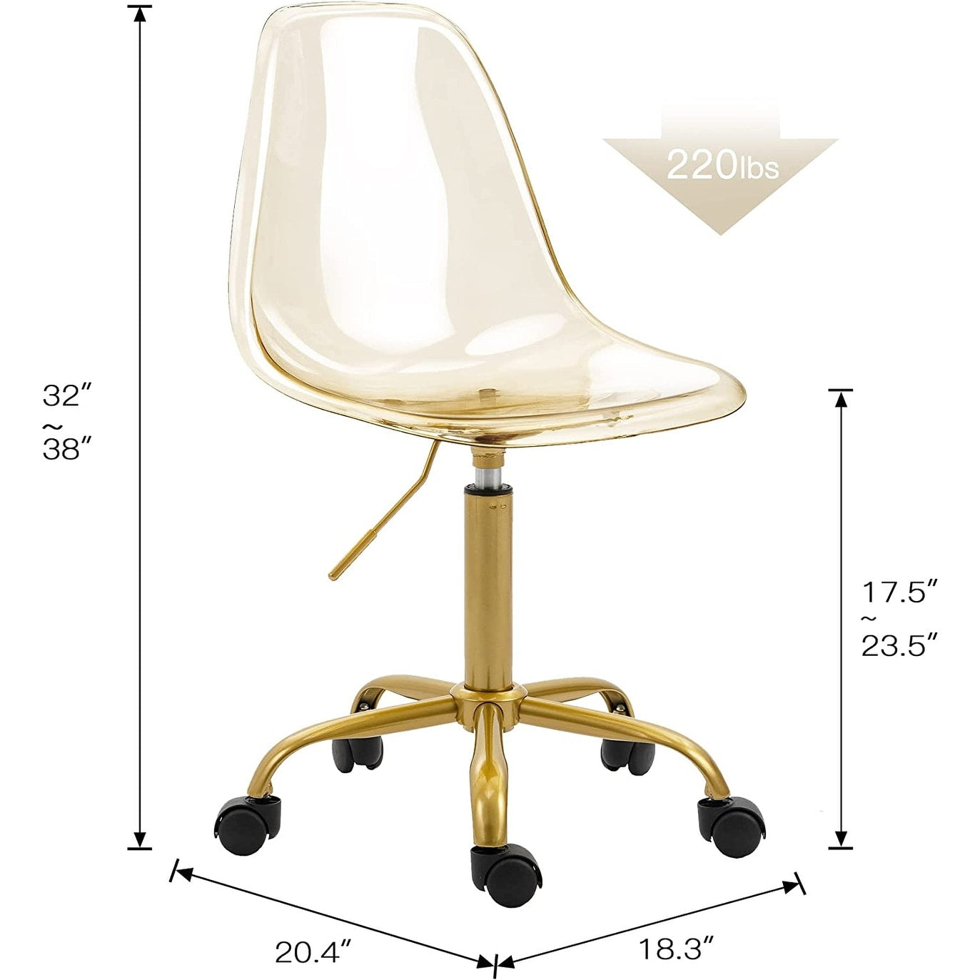 Sedia girevole in acrilico con altezza regolabile senza braccioli per ufficio domestico