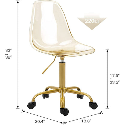 Sedia girevole in acrilico con altezza regolabile senza braccioli per ufficio domestico
