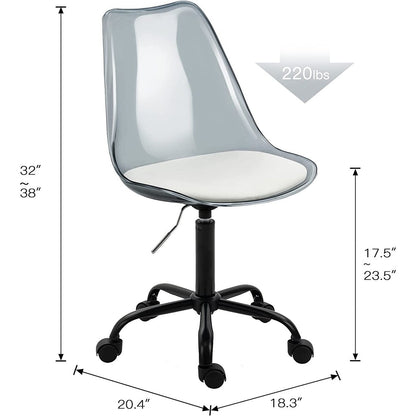 Sedia girevole in acrilico con altezza regolabile senza braccioli per ufficio domestico