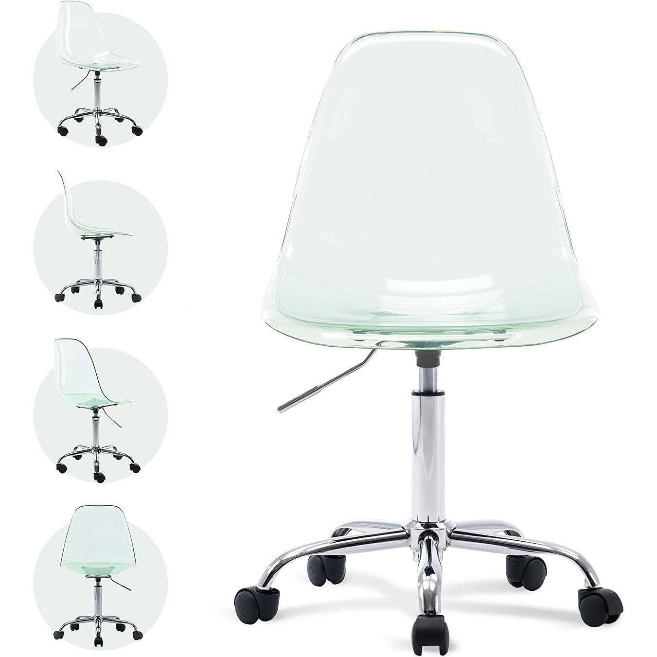 Sedia girevole in acrilico con altezza regolabile senza braccioli per ufficio domestico