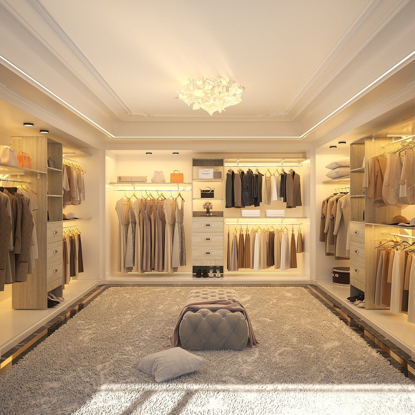 Rackcog 120'' Organizer per armadio regolabile con cassetti, sistema per armadio con ripiani fai da te per armadi a muro e cabine armadio