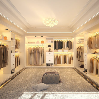 Rackcog 120'' Organizer per armadio regolabile con cassetti, sistema per armadio con ripiani fai da te per armadi a muro e cabine armadio