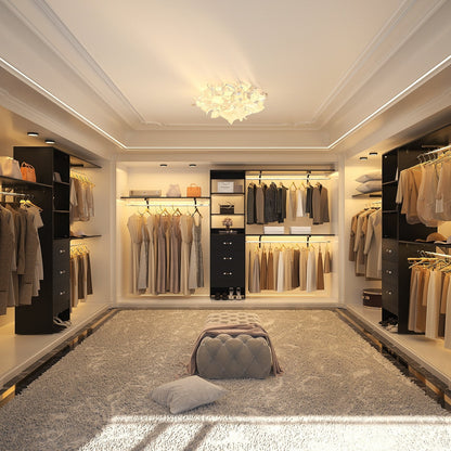 Rackcog 120'' Organizer per armadio regolabile con cassetti, sistema per armadio con ripiani fai da te per armadi a muro e cabine armadio