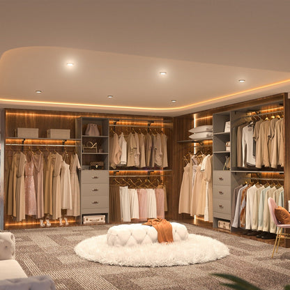 Rackcog 120'' Organizer per armadio regolabile con cassetti, sistema per armadio con ripiani fai da te per armadi a muro e cabine armadio