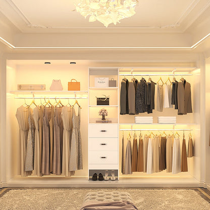 Rackcog 120'' Organizer per armadio regolabile con cassetti, sistema per armadio con ripiani fai da te per armadi a muro e cabine armadio