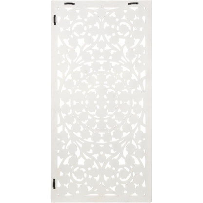 Pannello da parete Allen White Washed intagliato a mano da 48x28 pollici con intarsio a specchio