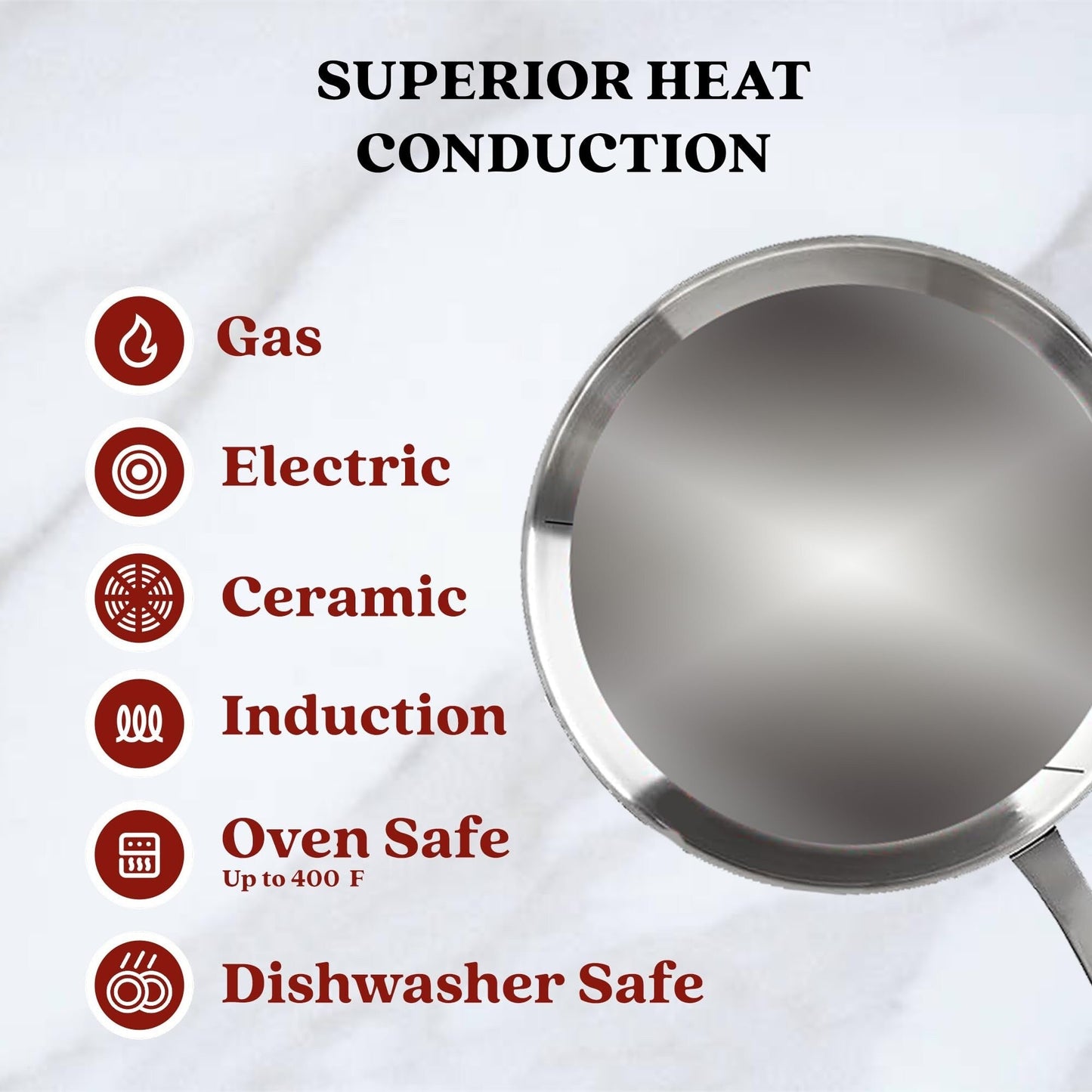 Alva Maestro Teglia in acciaio inox a 5 strati - 1,6 Qt. Non tossica