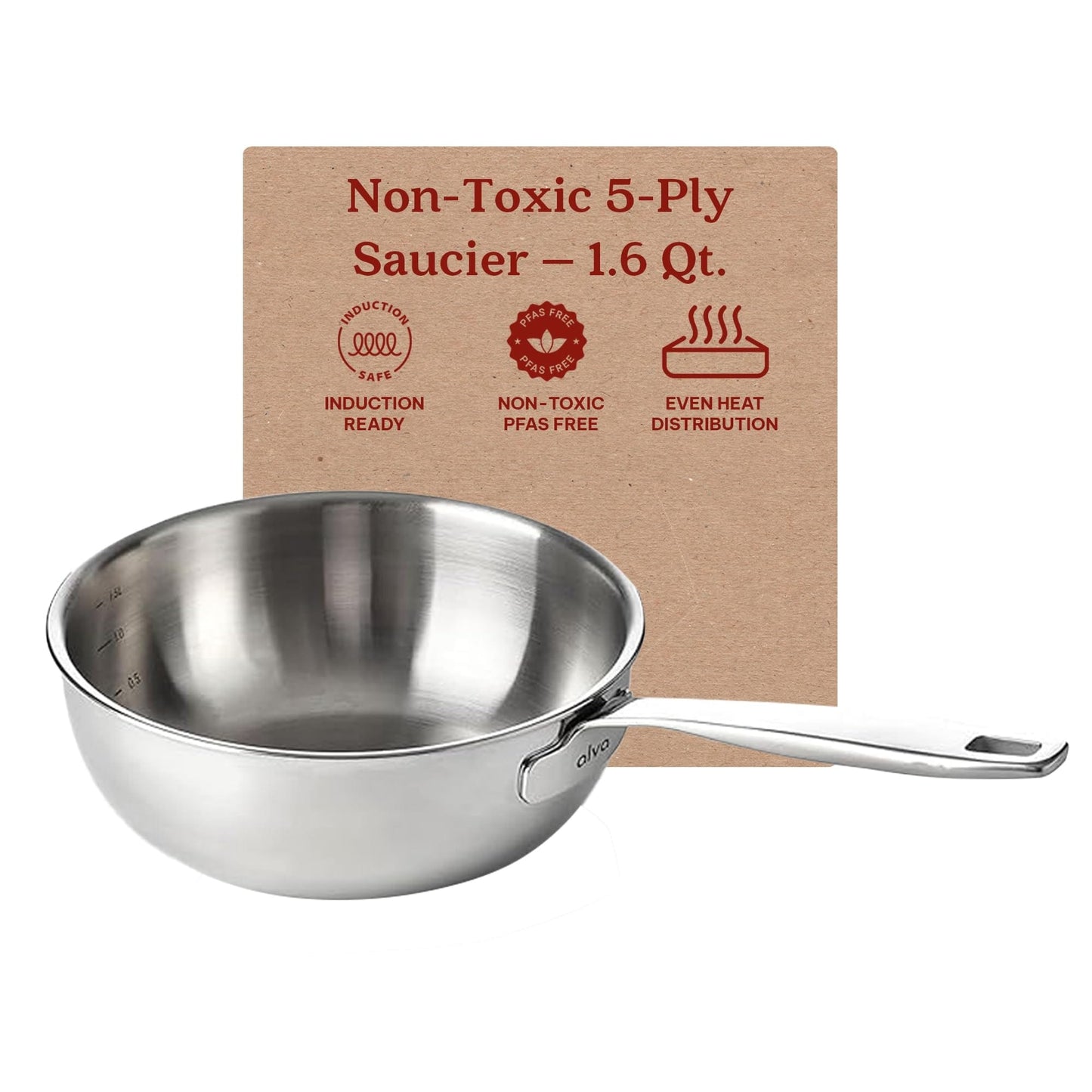 Alva Maestro Teglia in acciaio inox a 5 strati - 1,6 Qt. Non tossica