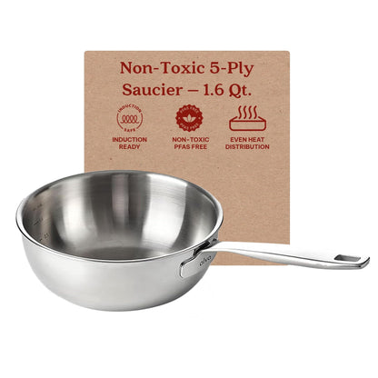 Alva Maestro Teglia in acciaio inox a 5 strati - 1,6 Qt. Non tossica