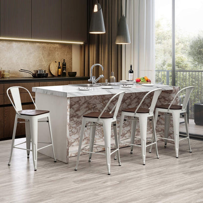 Sgabelli da bar Andeworld Farmhouse, set di 4 sgabelli da bar alti fino al bancone - Set di 4