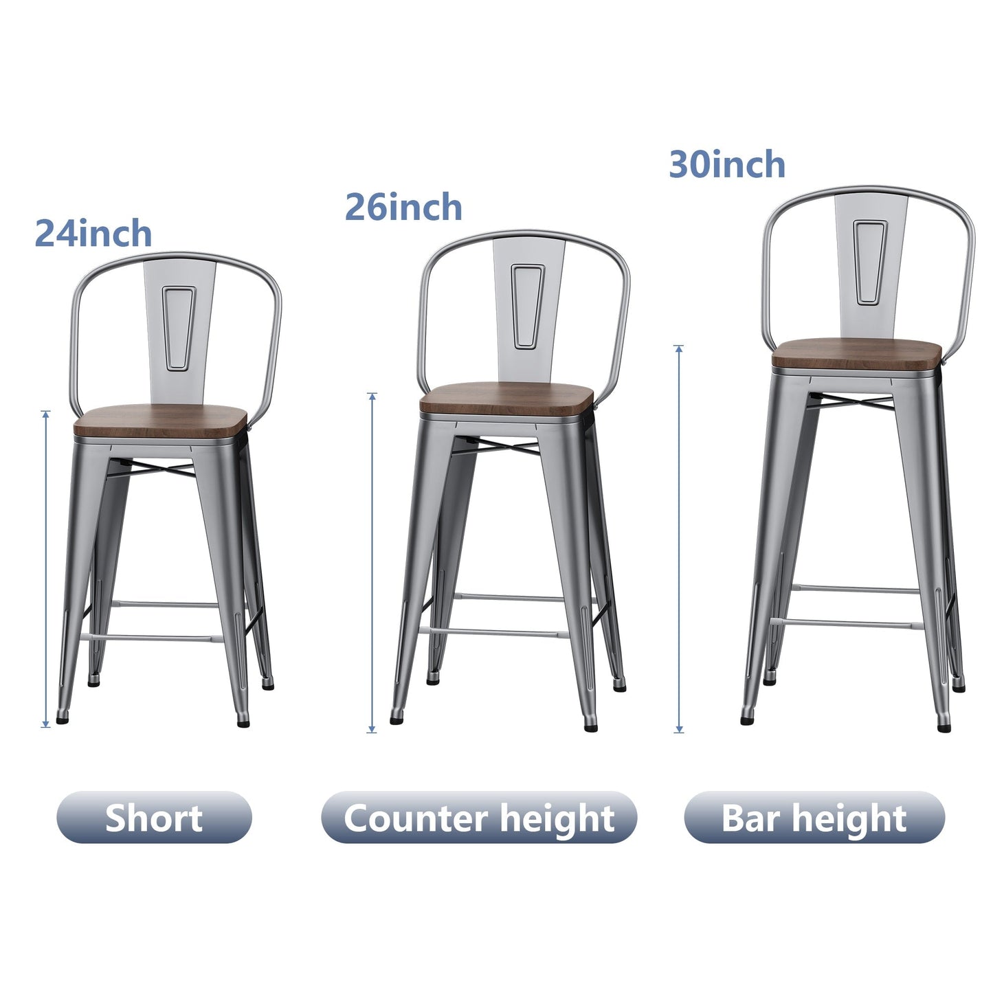 Sgabelli da bar Andeworld Farmhouse, set di 4 sgabelli da bar alti fino al bancone - Set di 4