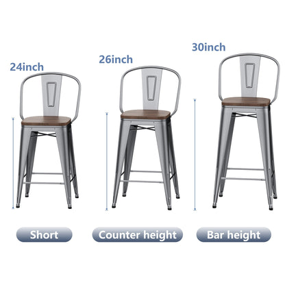Sgabelli da bar Andeworld Farmhouse, set di 4 sgabelli da bar alti fino al bancone - Set di 4