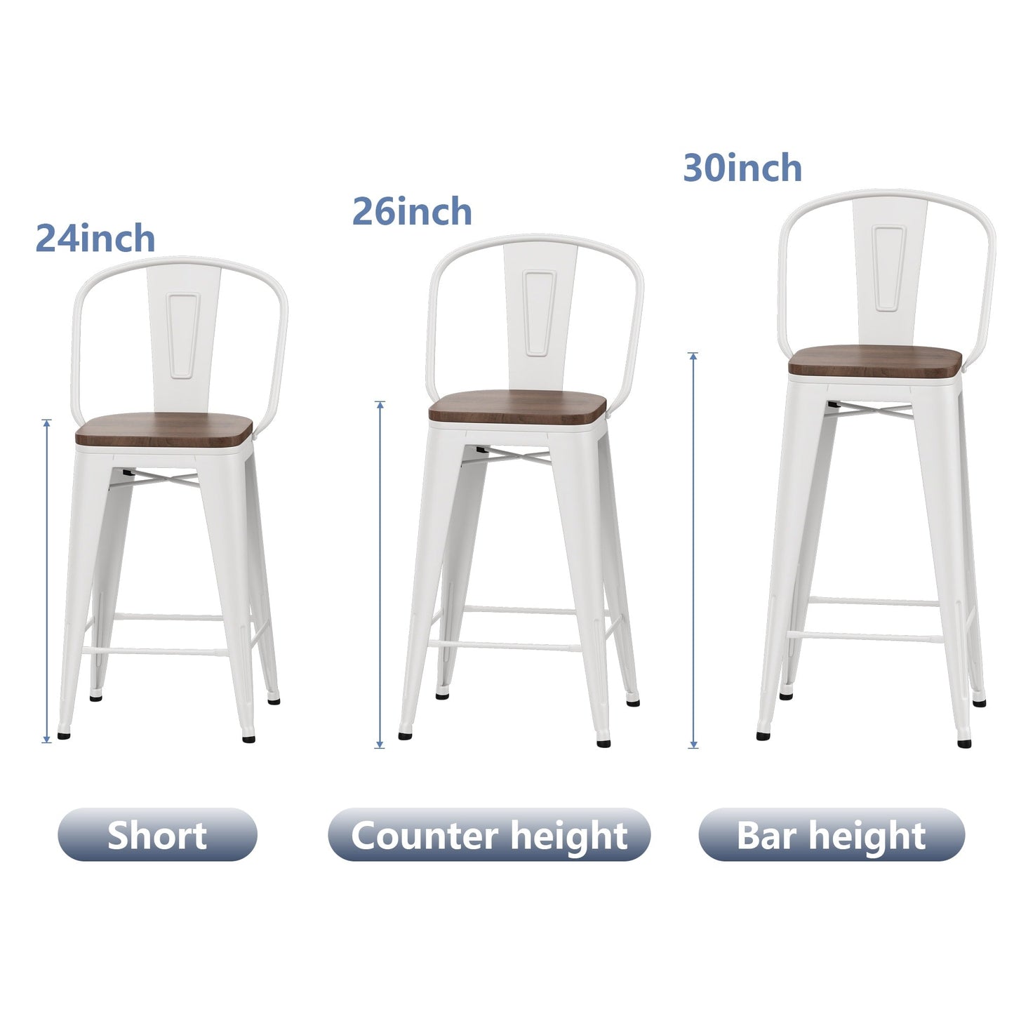 Sgabelli da bar Andeworld Farmhouse, set di 4 sgabelli da bar alti fino al bancone - Set di 4