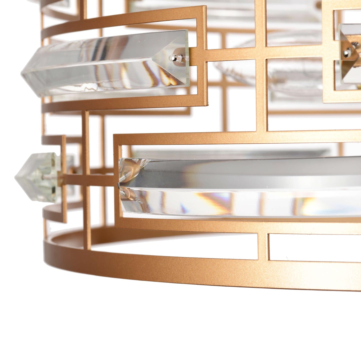 Lampadario Anita Drum Shade con prisma in vetro trasparente